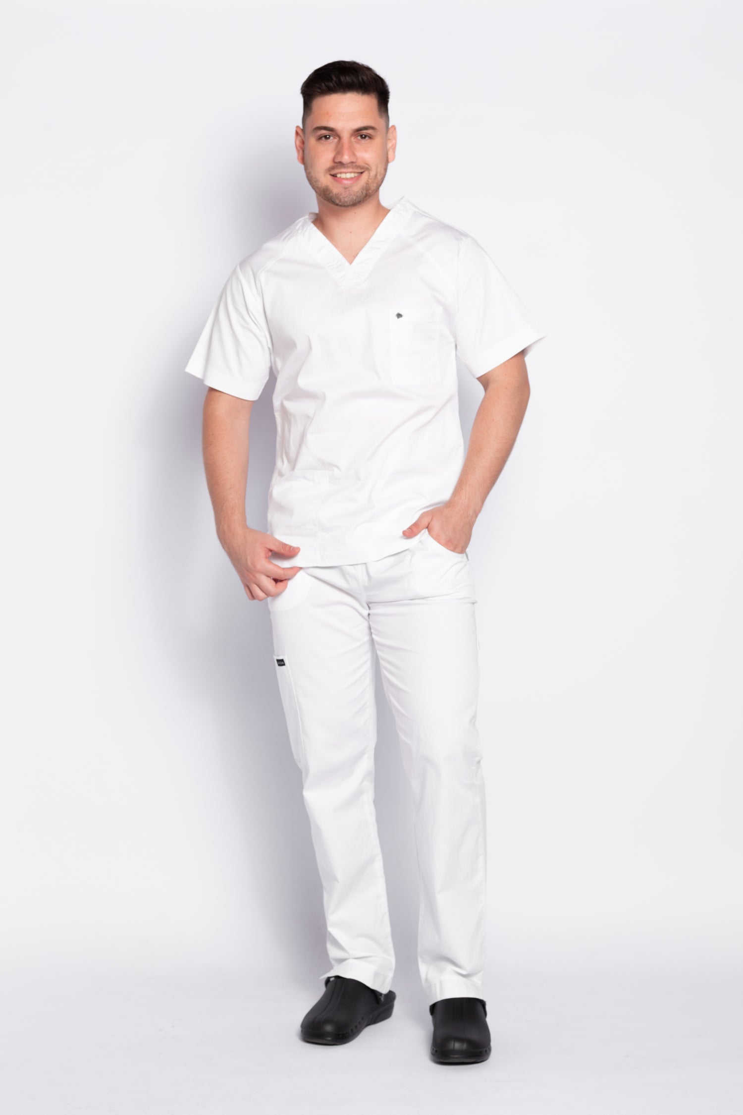 Scrub masc cuello V - Blanco